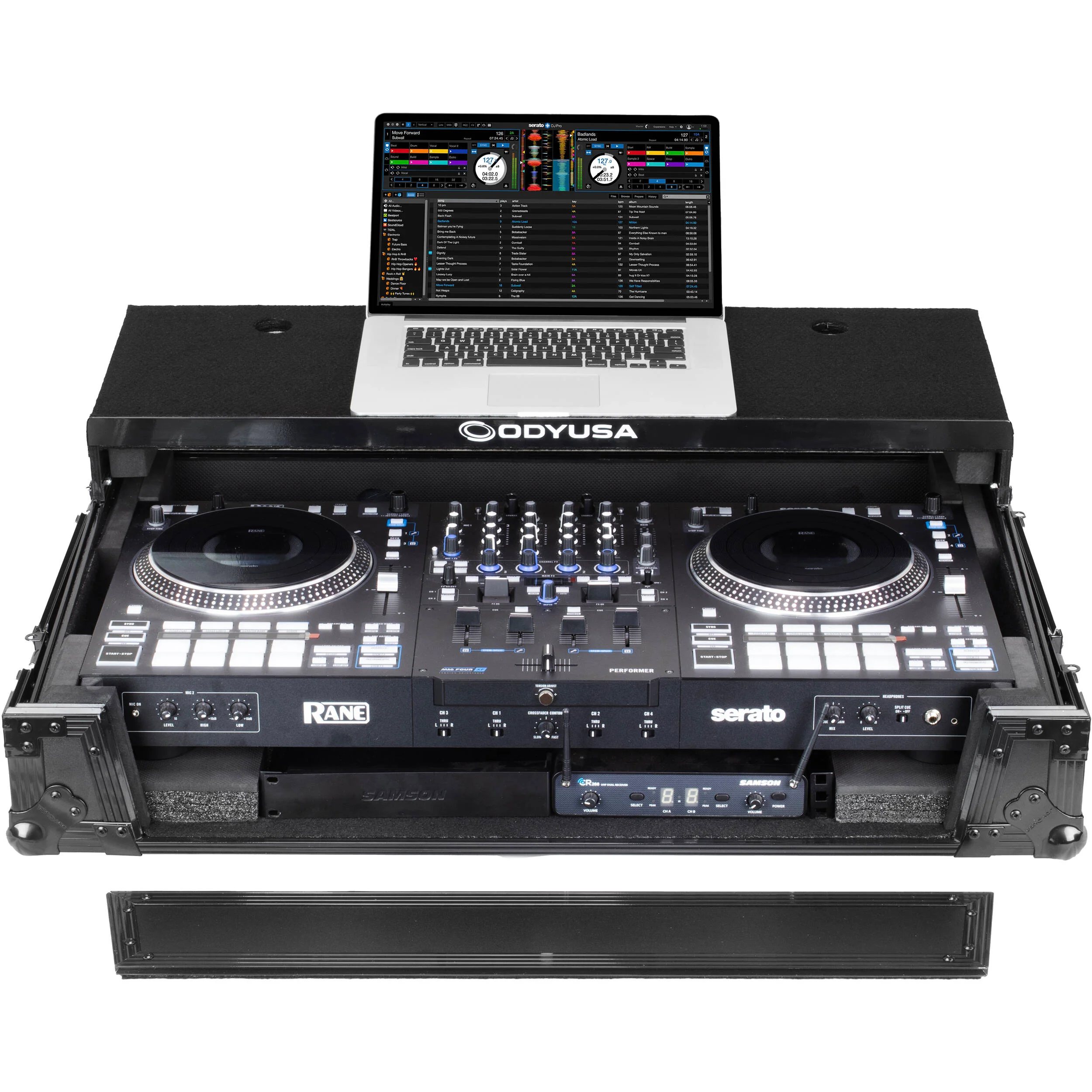 Odyssey Black Label Glide Style Flight Ready Case with Roller Wheels for RANE PERFORMER (All Black) - Image 3