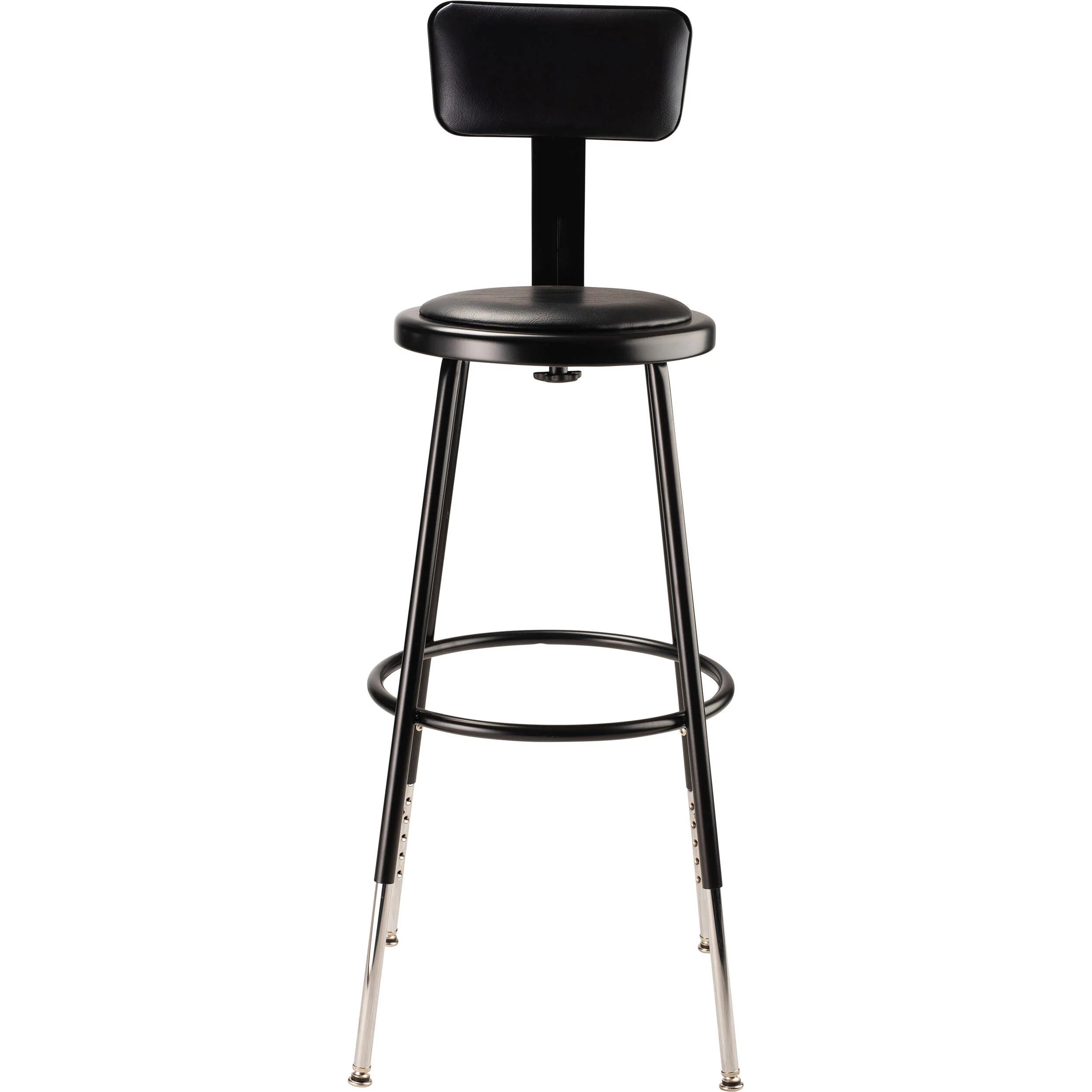 Oklahoma Sound Vinyl Padded?Adjustable Height Stool?with Backrest (24.5 - 32.5", Black) - Image 2