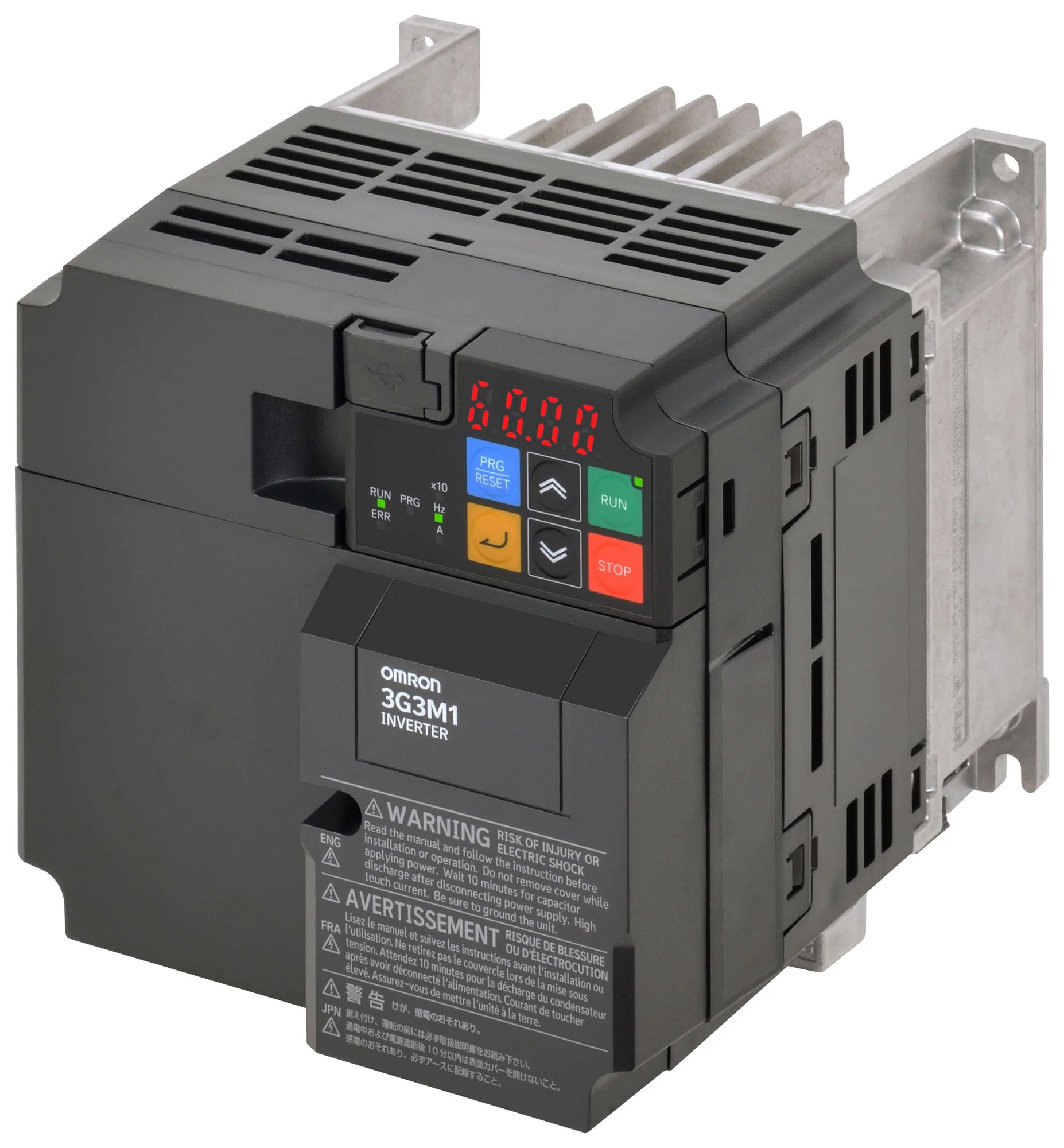 OMRON INDUSTRIAL AUTOMATION 3G3M1-A2037 Variable Speed Drive, 3 Phase, 19.6 A, 200 to 240 VAC, 5.5 kW, IP20, M1 Series