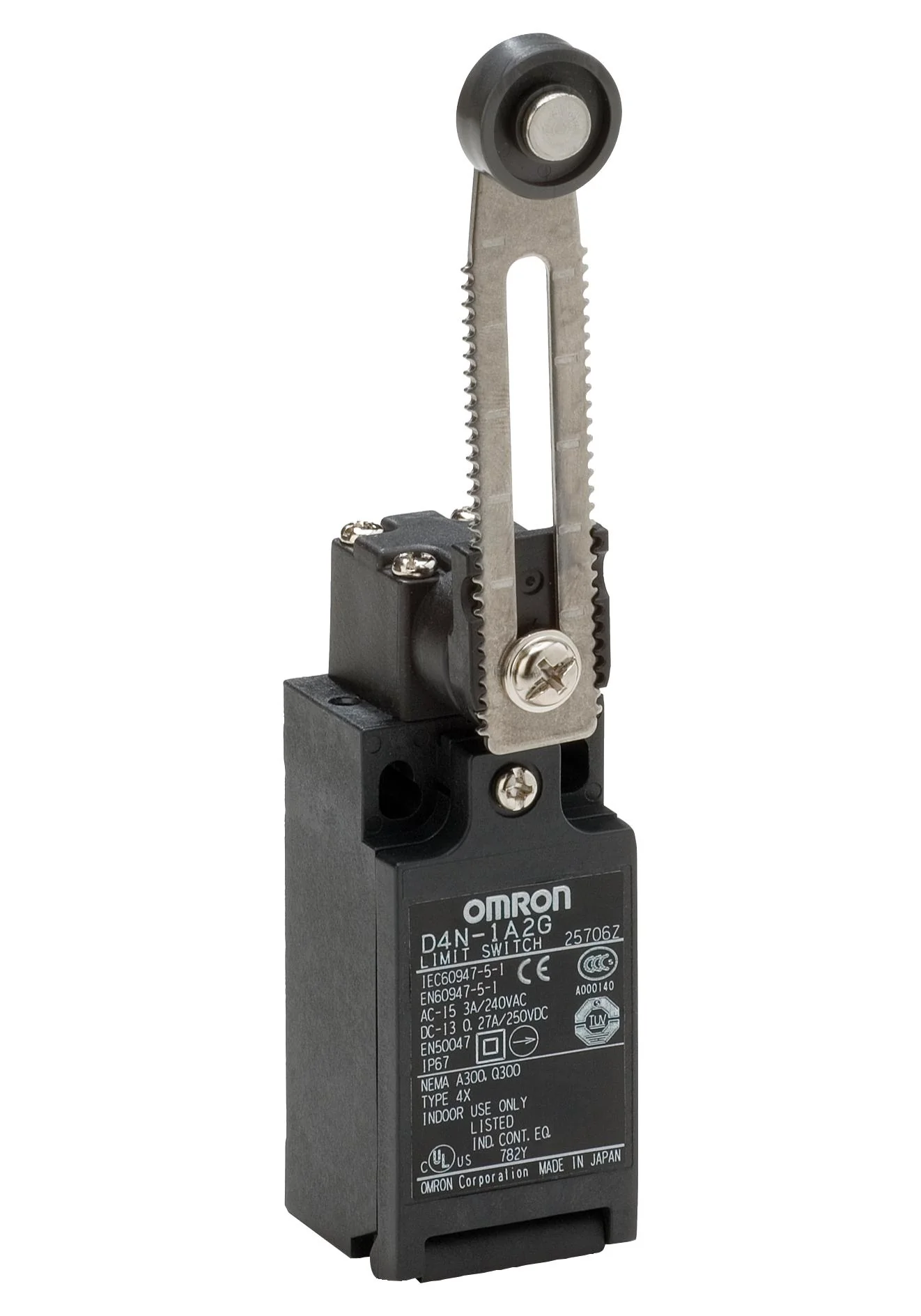 Omron Industrial Automation D4N1A2G Limit Switch Miniature Adjustable Roller Lever SPST-NC SPST-NO 3 A 240 V 4.5 N D4N