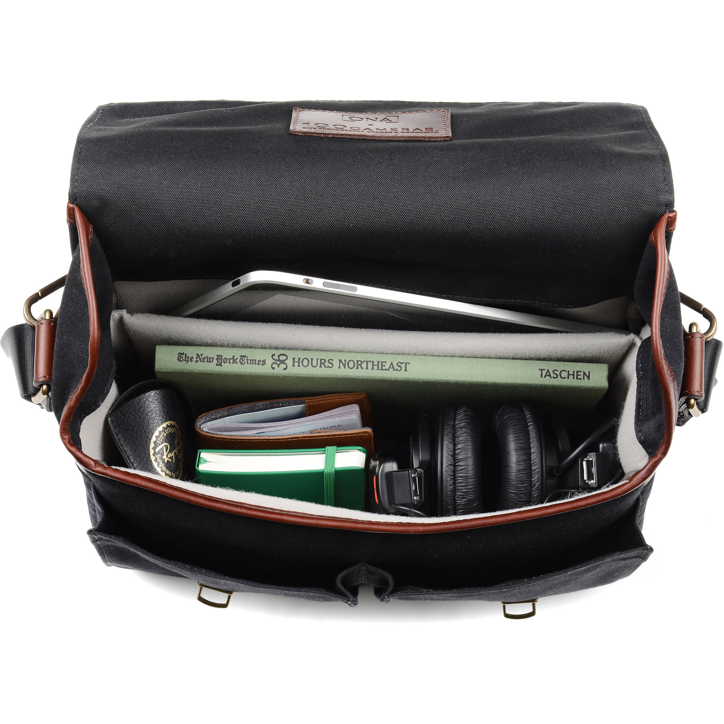 ONA Prince Street Camera Messenger Bag (Black, Waxed Canvas) - Image 5