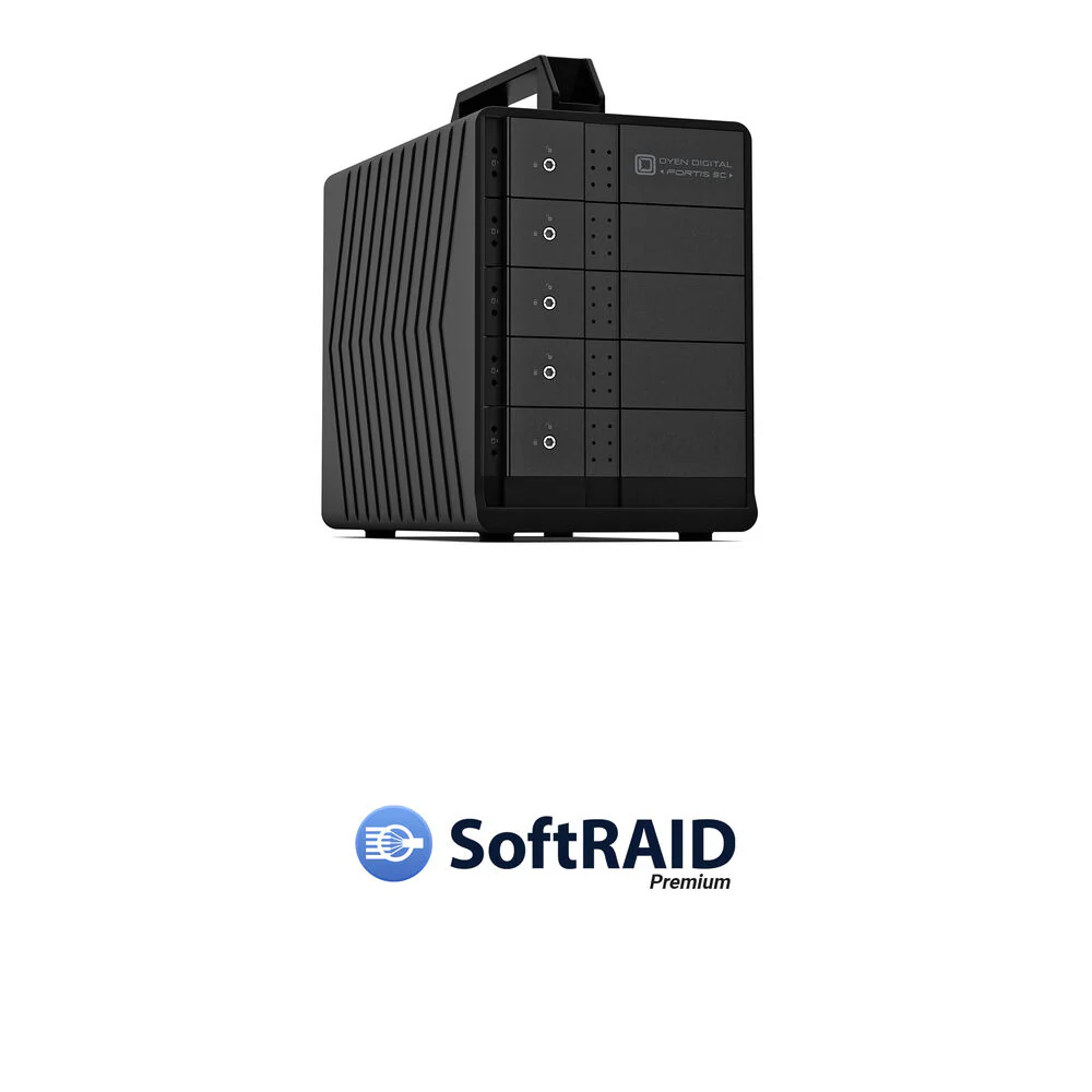 Oyen Digital Fortis 5C 150TB 5-Bay USB 3.2 Gen 2 External Drive Array (5 x 30TB) with SoftRAID 8 Premium