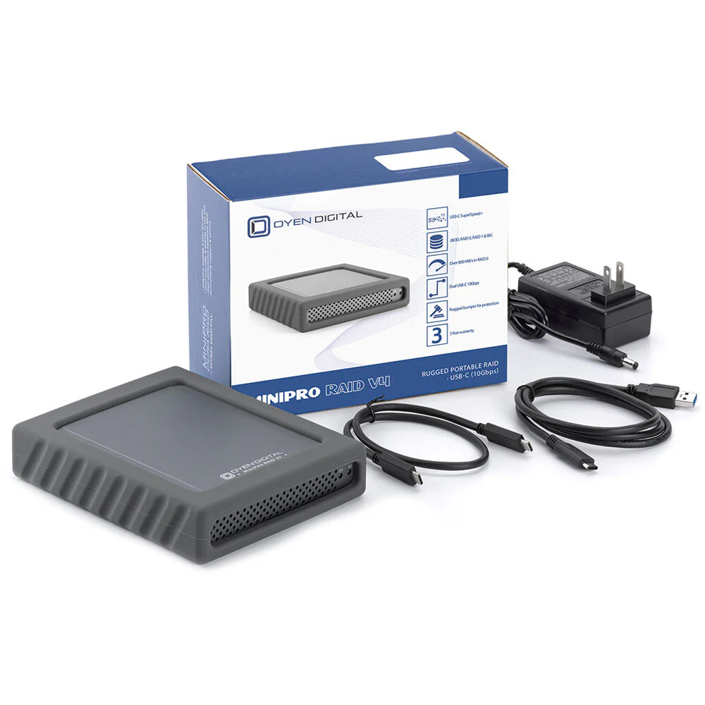 Oyen Digital MiniPro RAID V4 8TB 2-Bay USB-C 3.2 Gen 2 Portable Hard Drive & RAID Array (2 x 4TB) - Image 4
