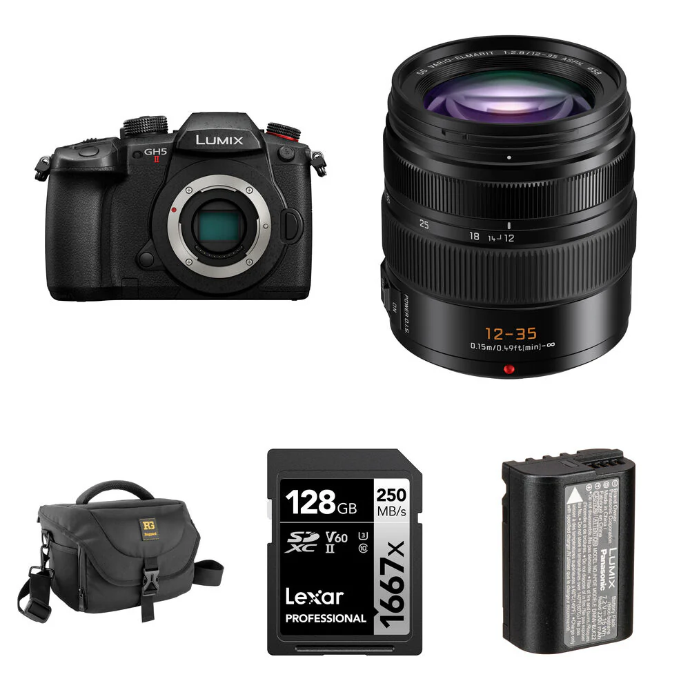 Panasonic Lumix GH5 II Mirrorless Camera with 12-35mm f/2.8 Lens and Essentials+ Kit (Black)