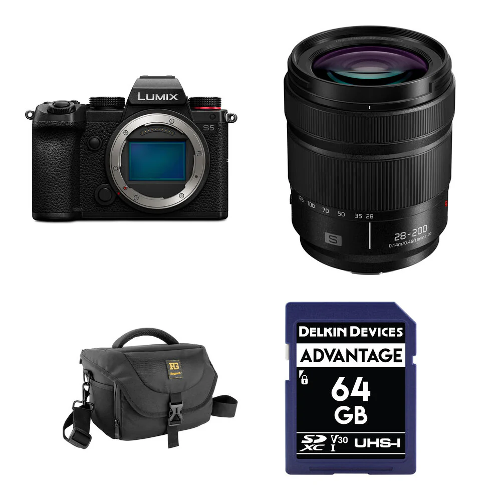 Panasonic Lumix S5 Mirrorless Camera with 28-200mm f/ Lens and Basic Bundle (Black)