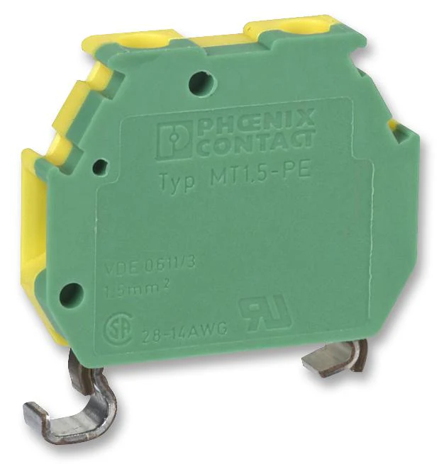 PHOENIX CONTACT 3100318 DIN Rail Mount Terminal Block, 2 Ways, 26 AWG, 16 AWG, 1.5 mm², Screw GTIN UPC EAN: 4017918099268 MT 1,5-PE