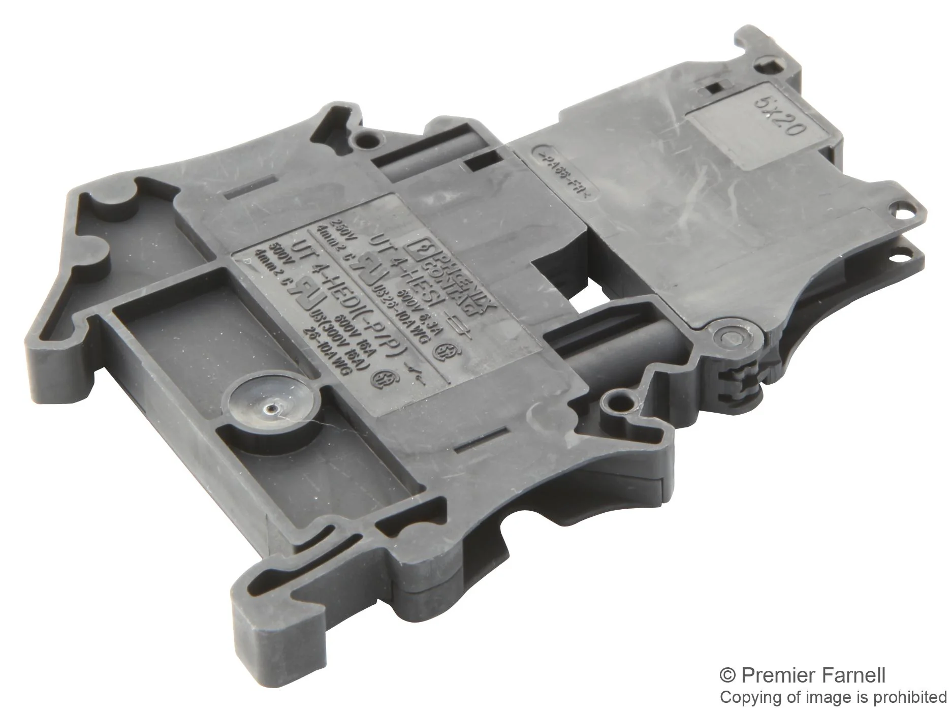 Phoenix Contact UT 4-HESILA 250 (5X20) Fused Terminal Block 2 Ways 26AWG to 10AWG 6 mm&Acirc;&sup2; Screw 6.3 A V - Image 2