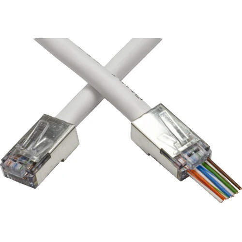 Platinum Tools Shielded EZ-RJ45 Cat 5e & Cat 6 Connector with Internal Ground (100-Piece Bag)