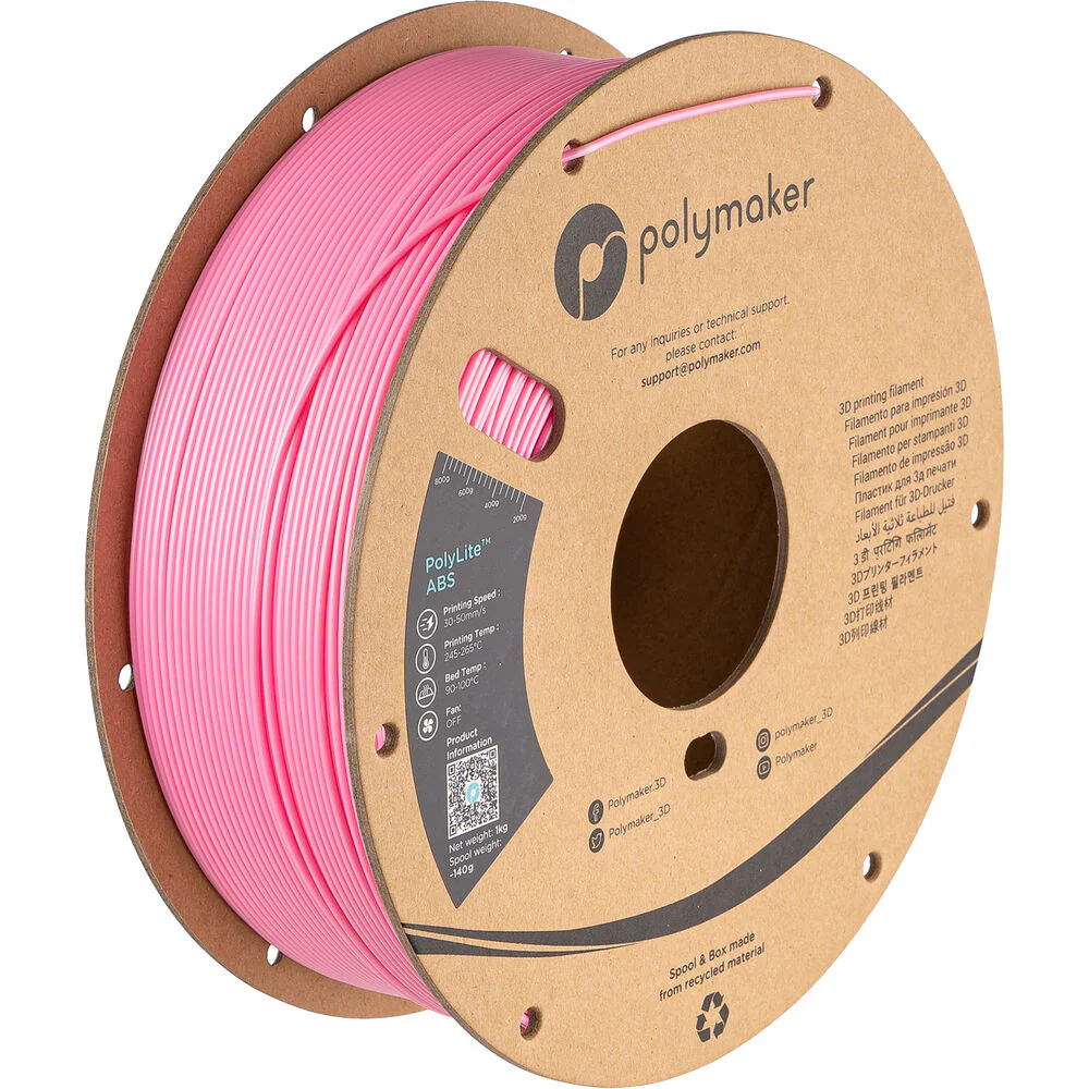 Polymaker 1.75mm PolyLite ABS Filament (1kg, Pink)