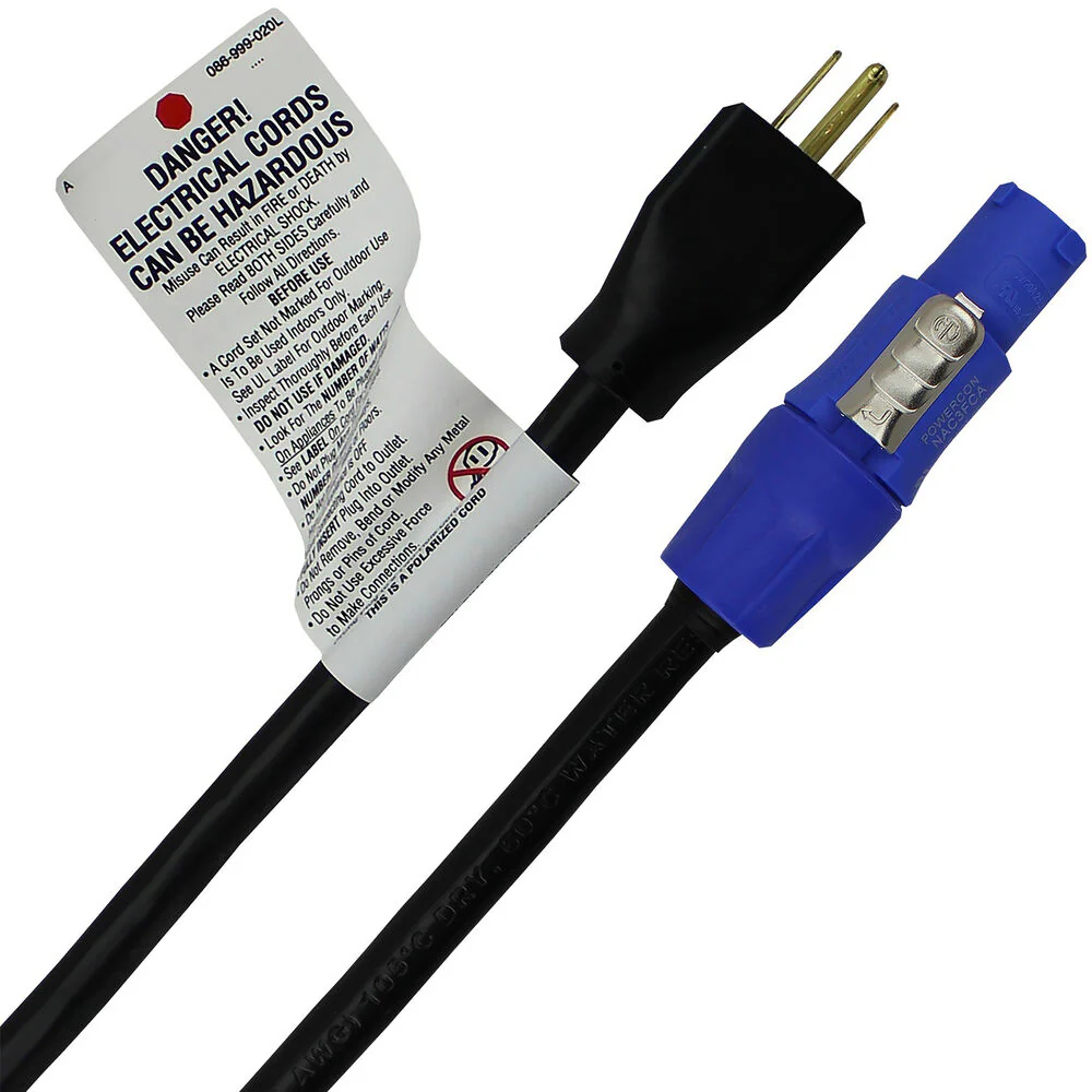 Pro Co Sound eCord Neutrik powerCON NAC3FCA Male to NEMA 5-15P Male Cable (3') - Image 2