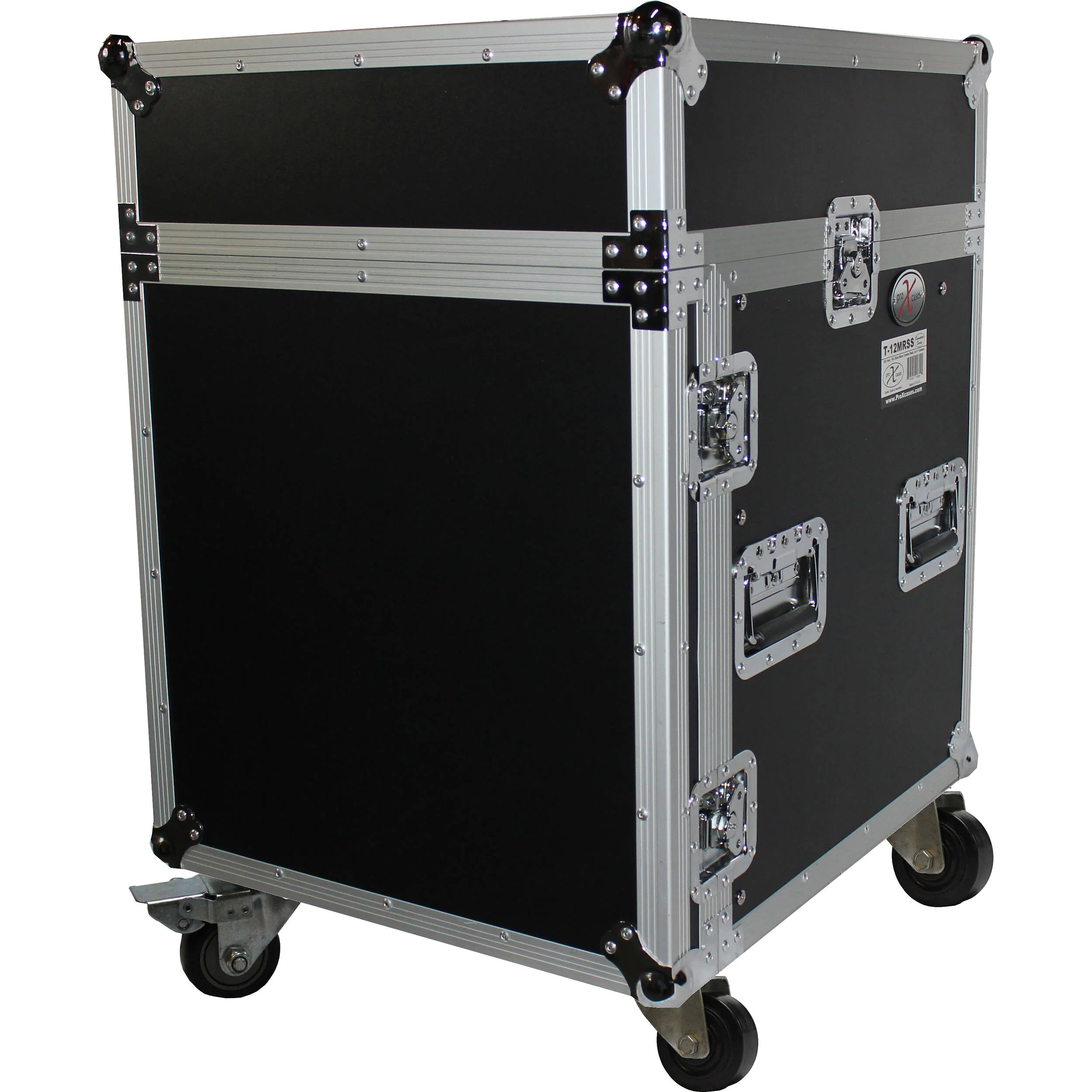 ProX 12U Vertical Rack Front load with 10U Top Mixer DJ Combo Flight Case with Laptop Shelf and Casters - Image 4