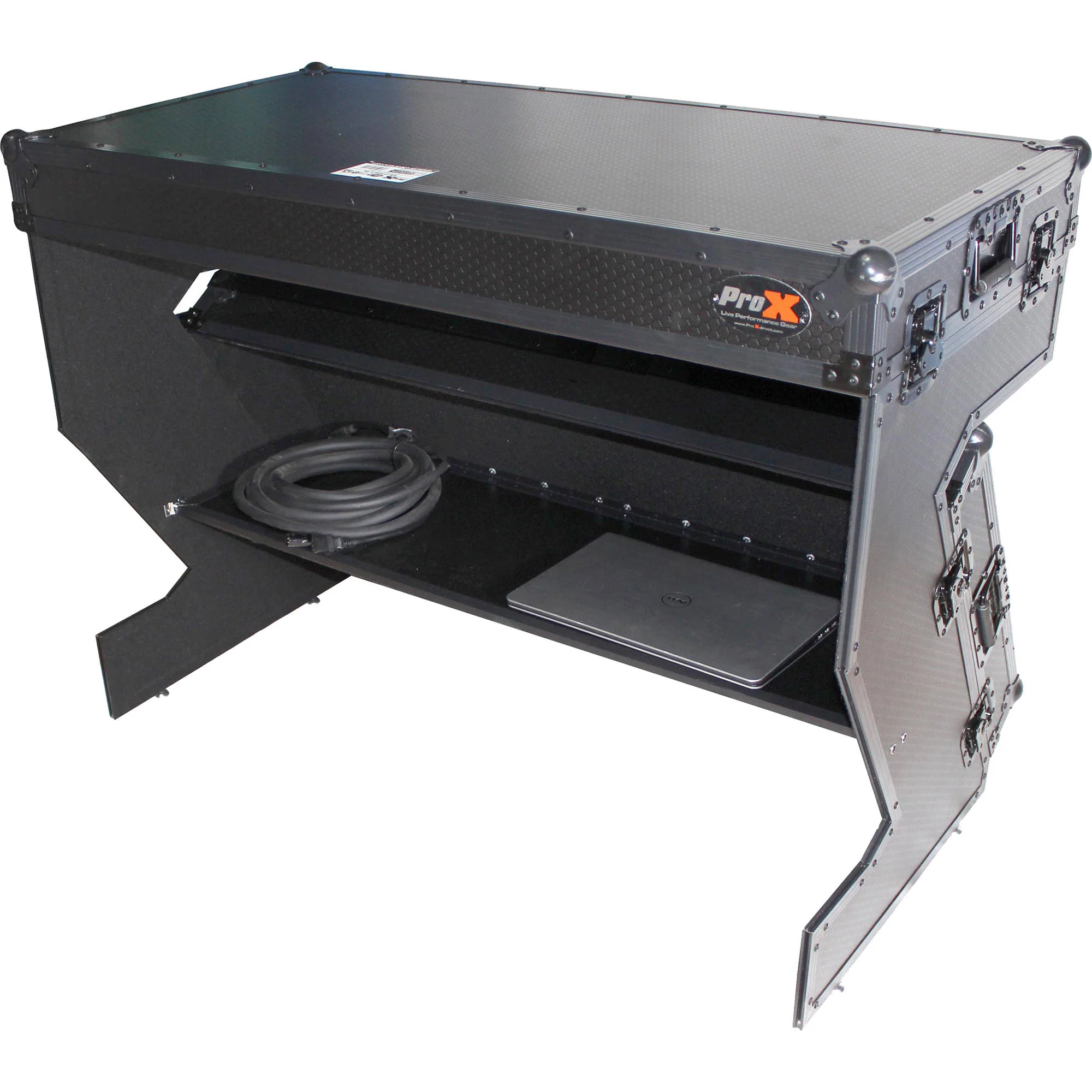 ProX DJ Z-Table MK2 Portable Z-Style DJ Table Flight Case with Handles & Wheels (Black on Black) - Image 11