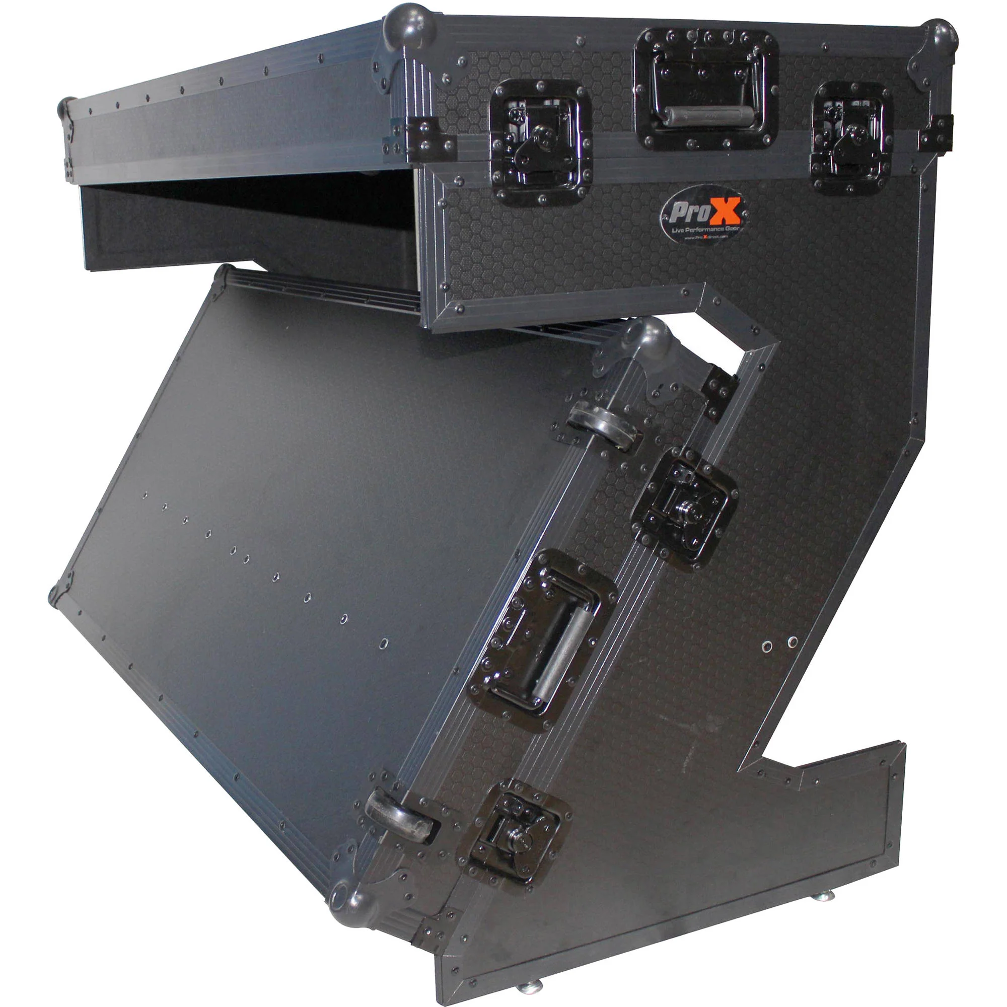 ProX DJ Z-Table MK2 Portable Z-Style DJ Table Flight Case with Handles & Wheels (Black on Black) - Image 4