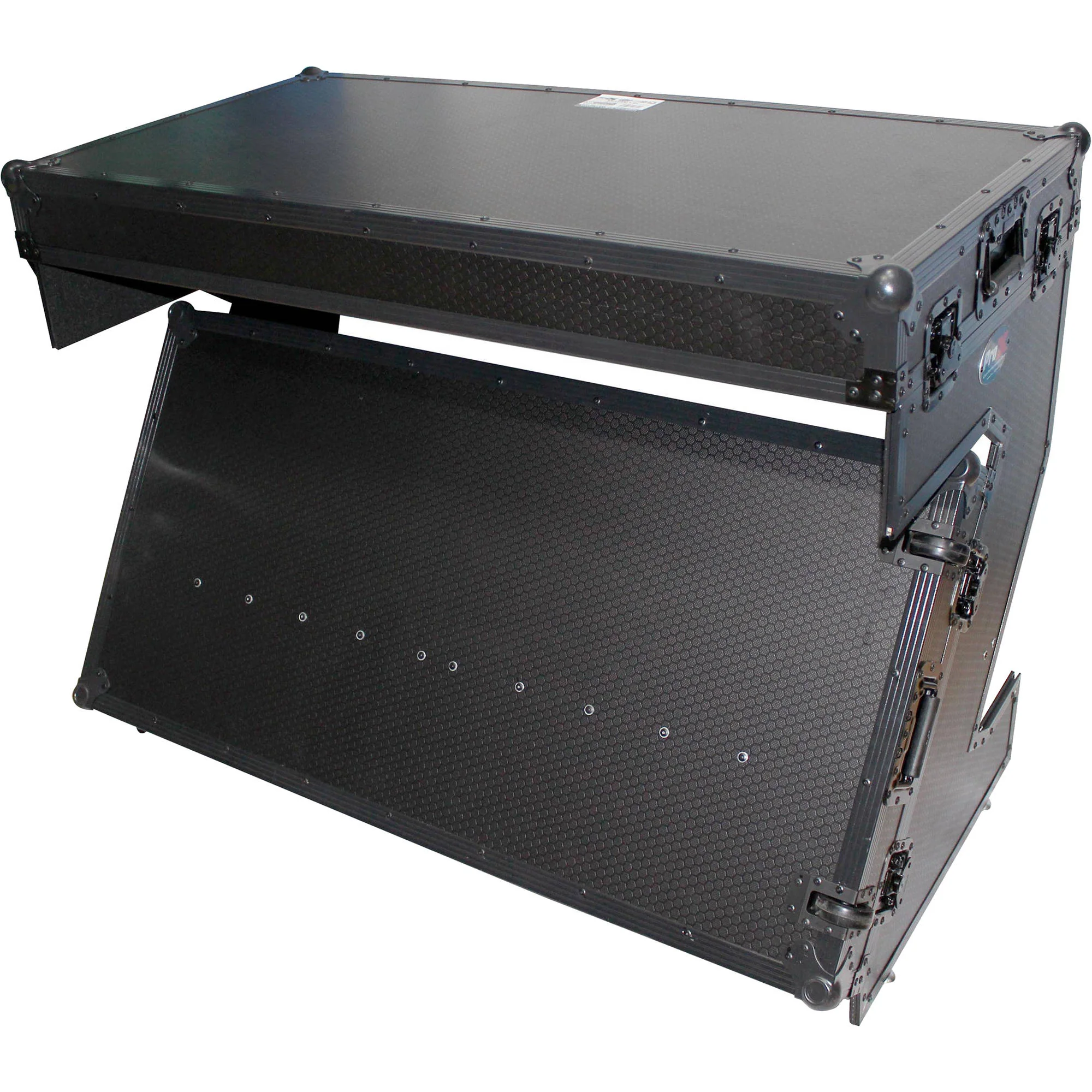 ProX DJ Z-Table MK2 Portable Z-Style DJ Table Flight Case with Handles & Wheels (Black on Black) - Image 5