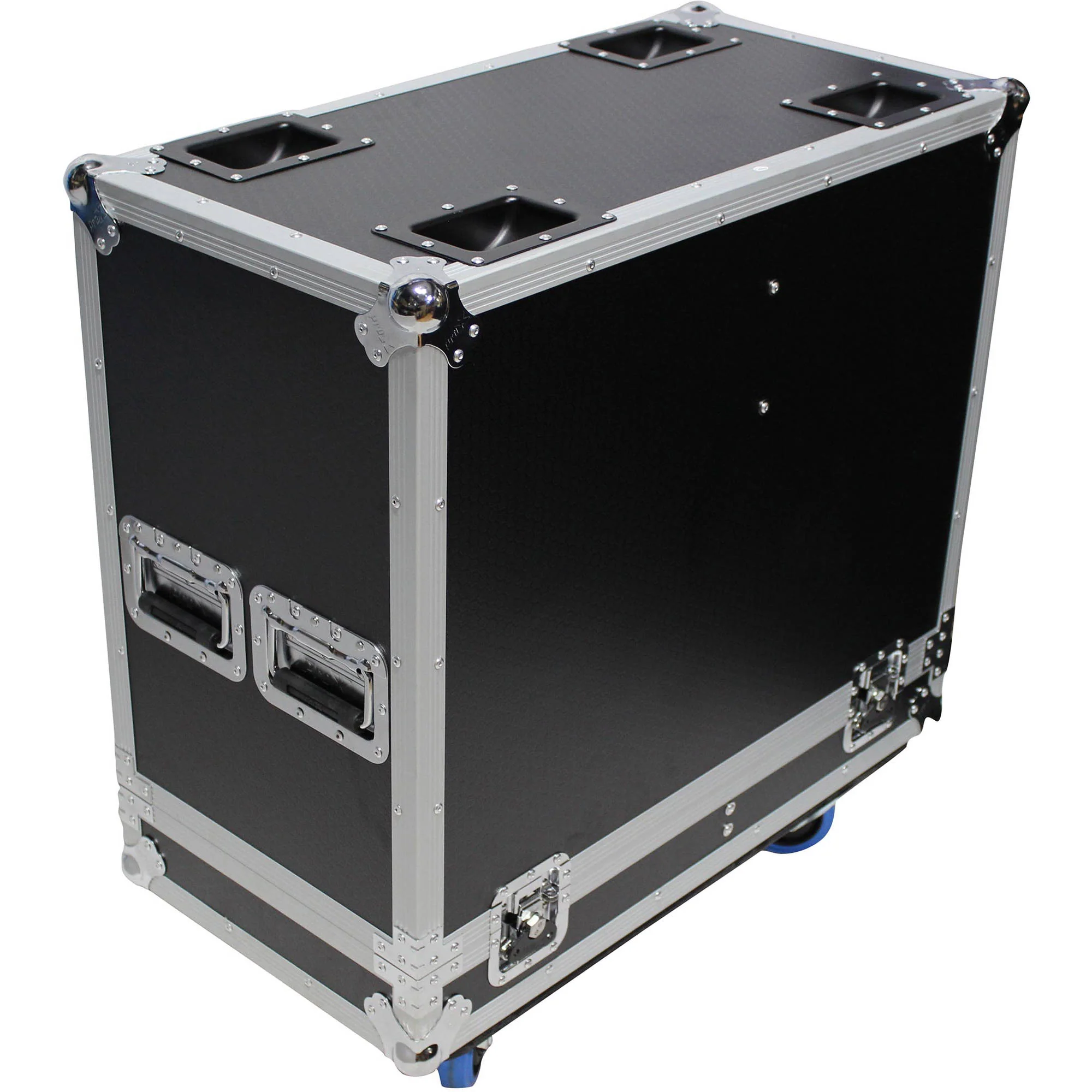 ProX Flight Case with 4 Caster Wheels for Two 15" RCF HDM 45-A / HD 35-A / HD 15-A Speakers (Silver on Black) - Image 5