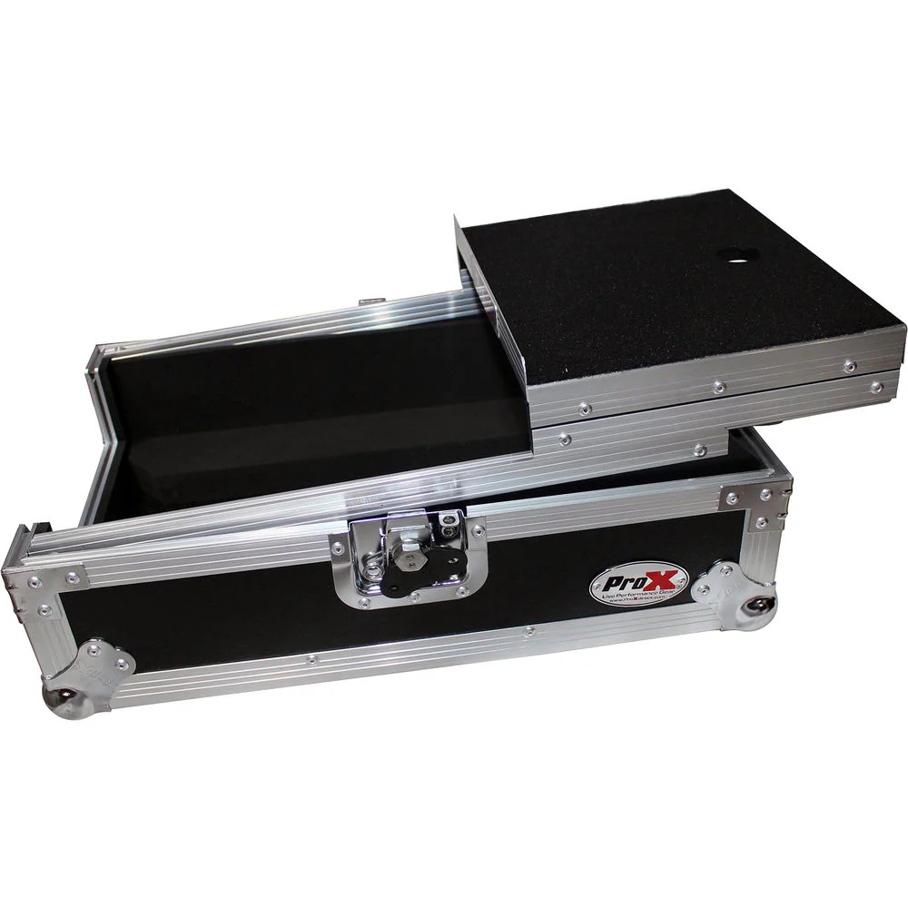 ProX XS-DJMS9LT Flight Case with Sliding Laptop Shelf for Pioneer DJM-S9 Mixer (Silver on Black) - Image 10