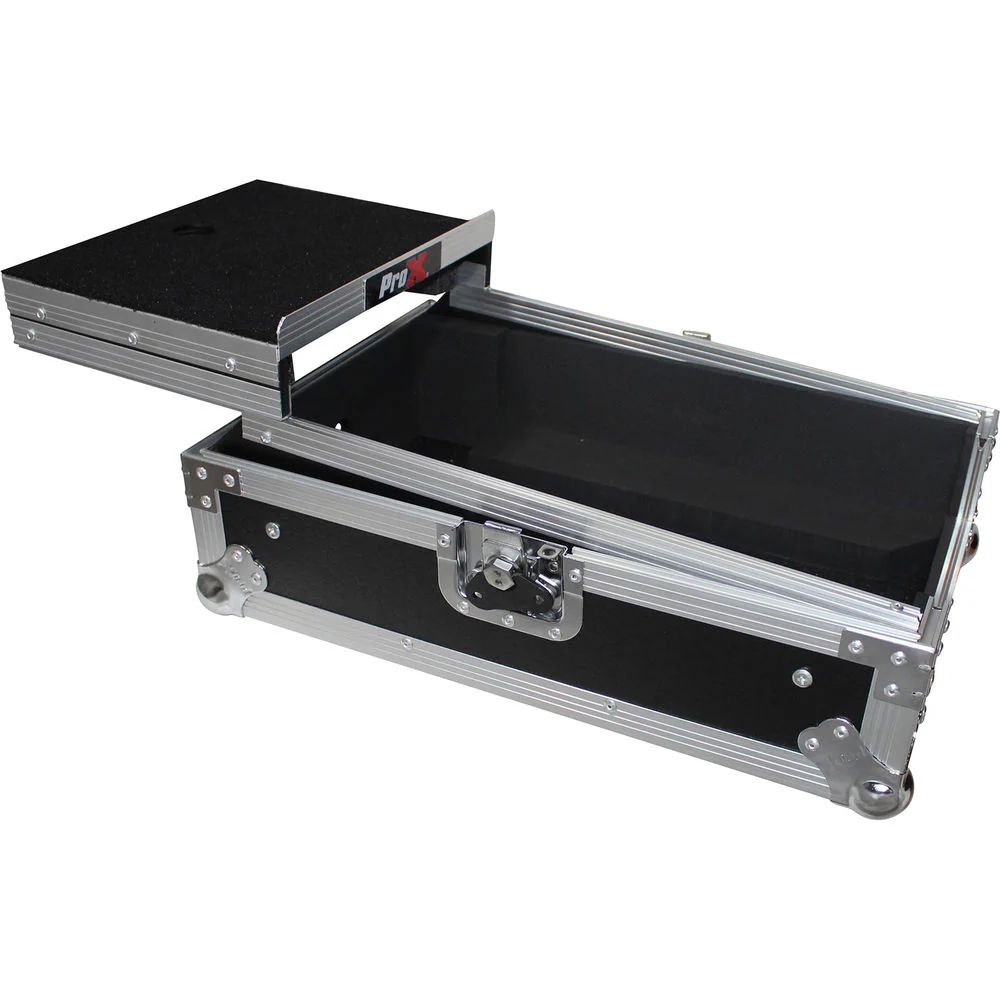 ProX XS-DJMS9LT Flight Case with Sliding Laptop Shelf for Pioneer DJM-S9 Mixer (Silver on Black) - Image 4