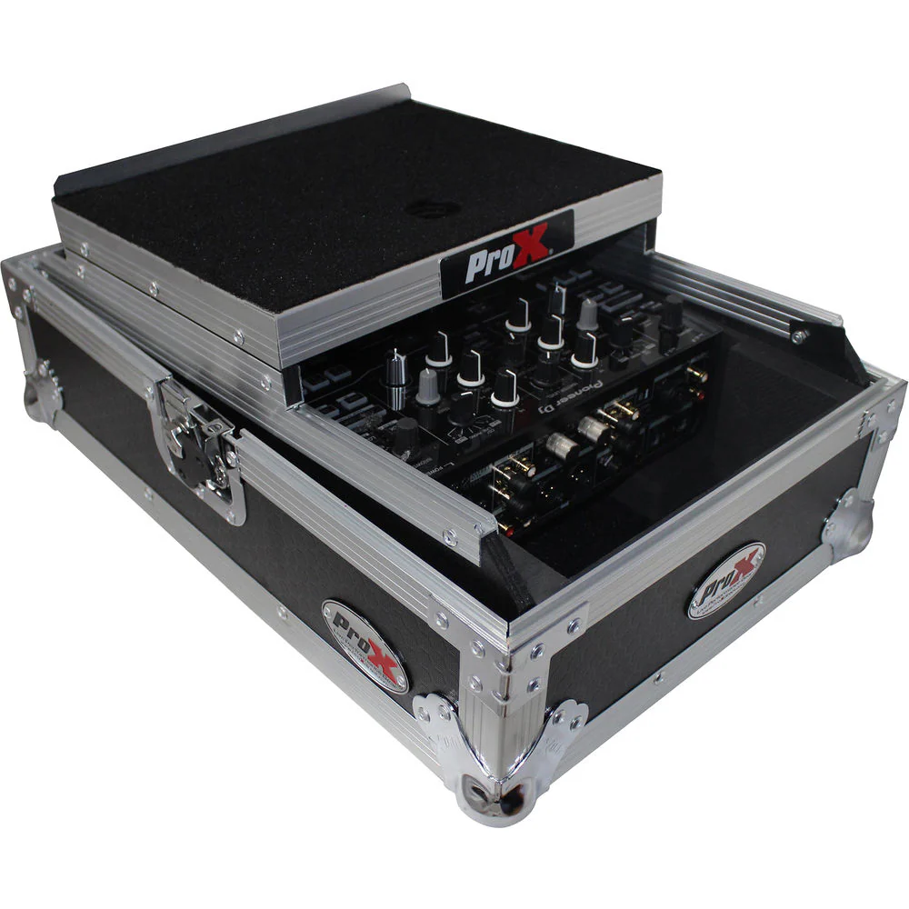 ProX XS-DJMS9LT Flight Case with Sliding Laptop Shelf for Pioneer DJM-S9 Mixer (Silver on Black) - Image 5