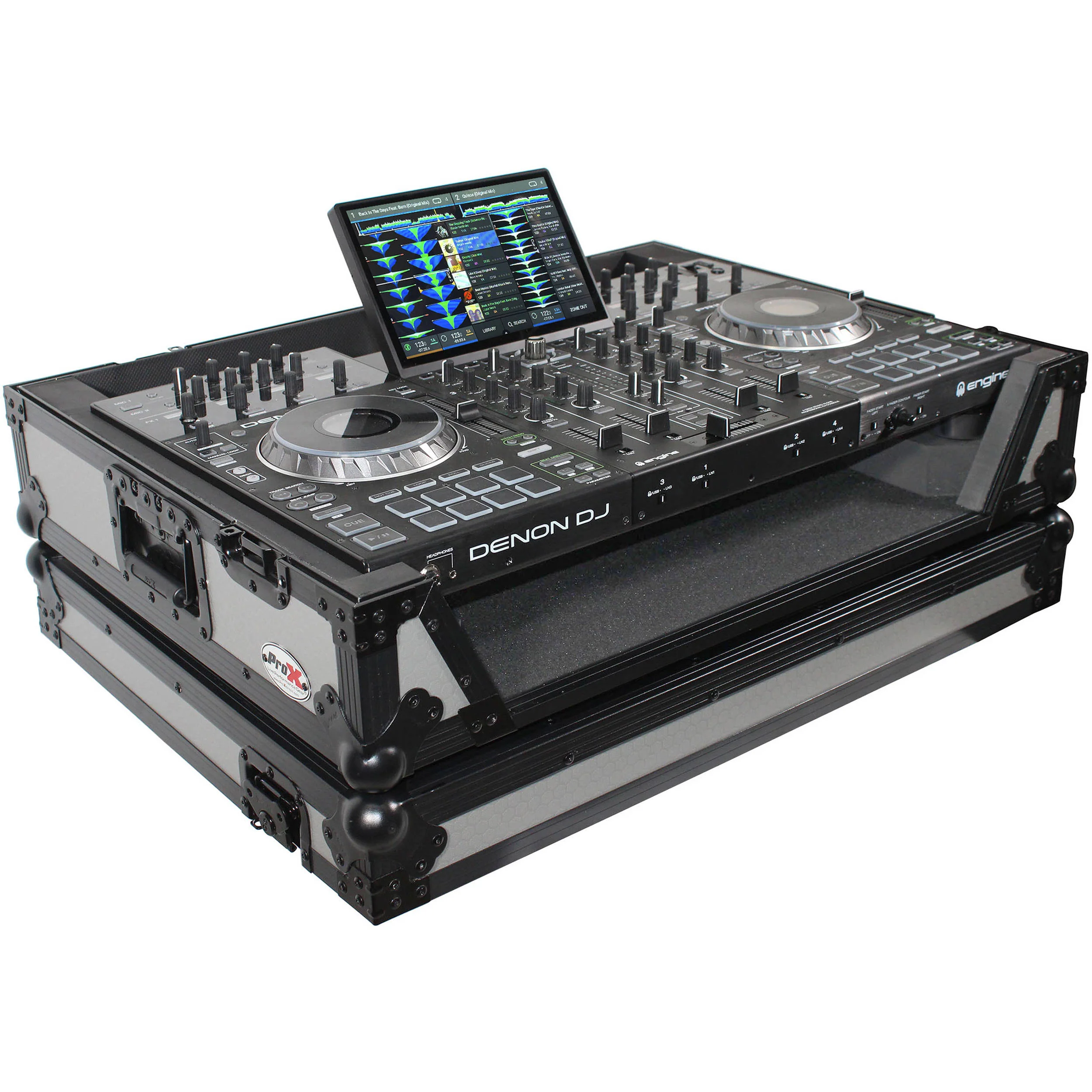 ProX XS-PRIME4 W Flight Case with 1 RU Rackspace and Wheels for Denon DJ Prime 4 (Silver on Black) - Image 24