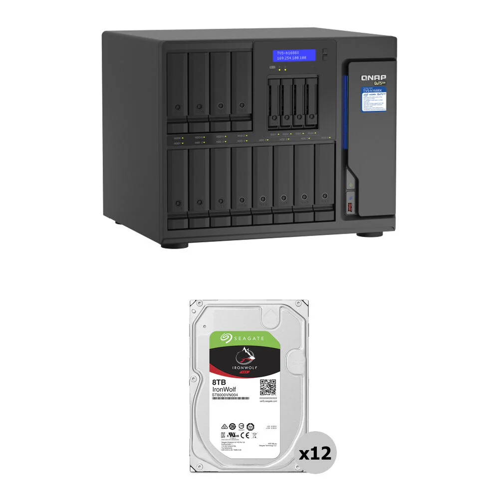 QNAP 96TB TVS-h1688X 16-Bay NAS Enclosure Kit (12 x 8TB)