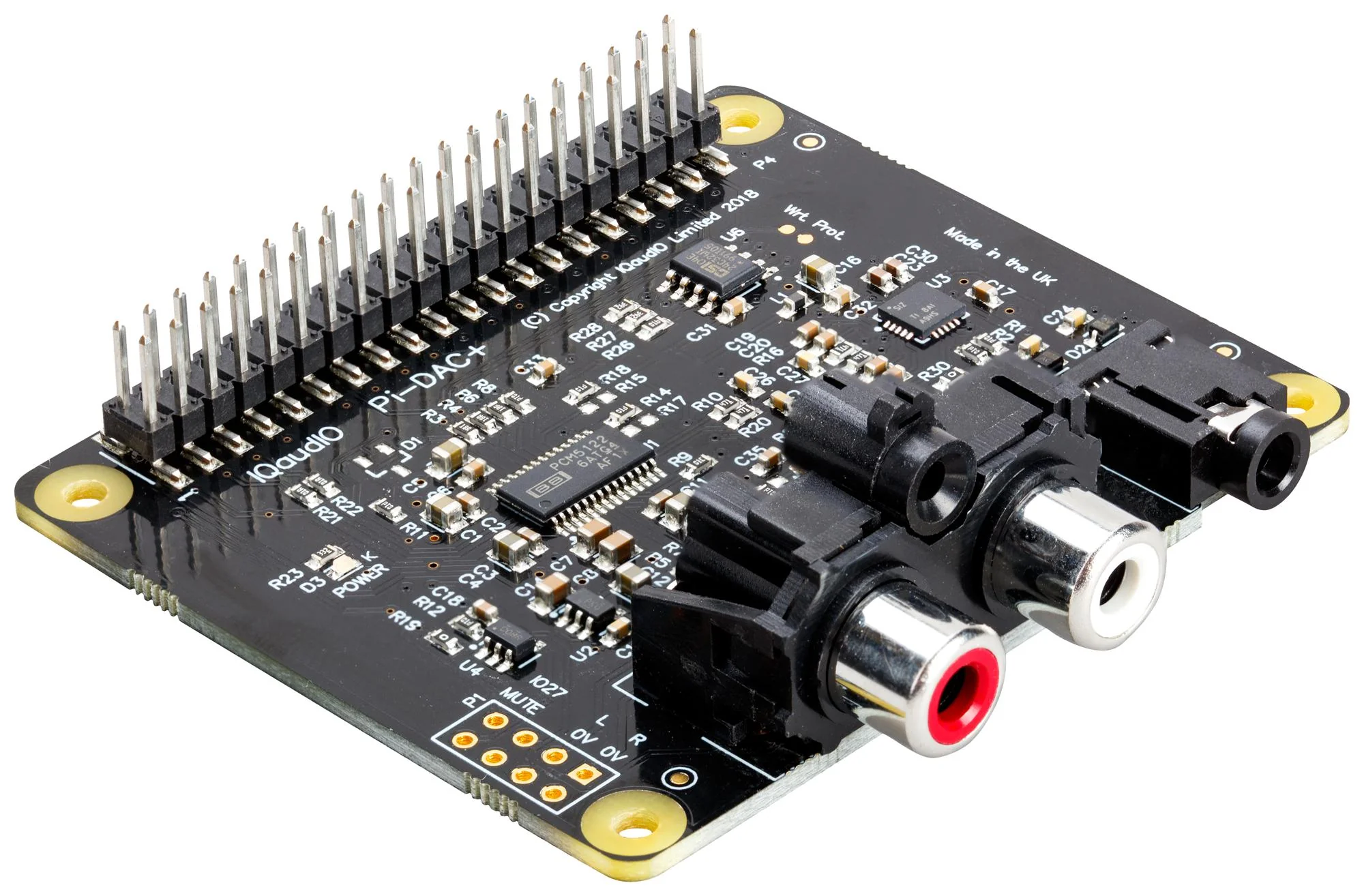 RASPBERRY-PI SC0368 Raspberry Pi DAC+ Board, PCM5122, TPA6133A, Audio HAT, 0 °C to 50 °C 40-Pin GPIO Header