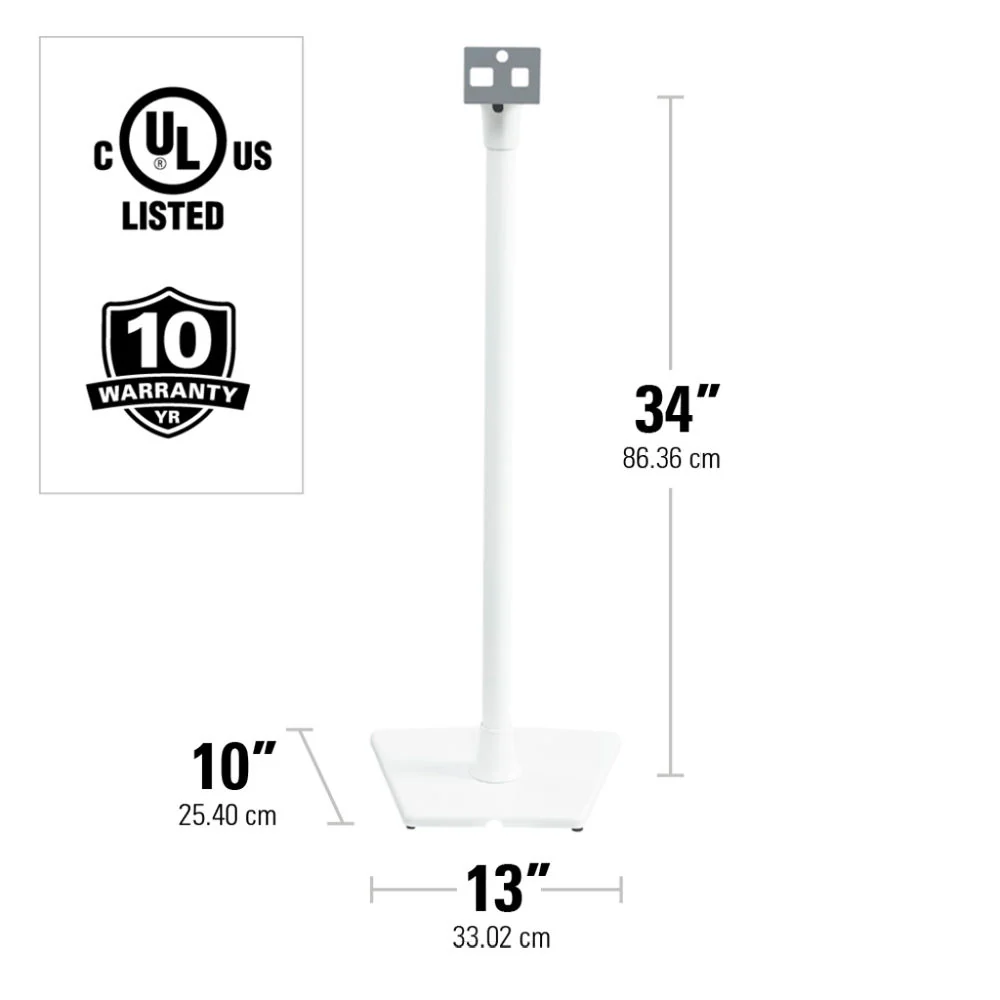 SANUS WSS22 Wireless Speaker Stands for the Sonos One, PLAY:1 & PLAY:3 (White, Pair) - Image 10