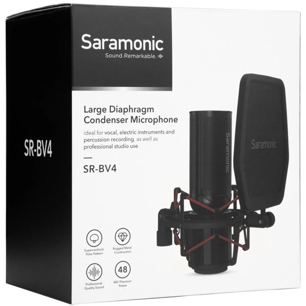Saramonic SR-BV4 Supercardioid Large-Diaphragm Condenser Microphone with Shockmount & Pop Filter - Image 3