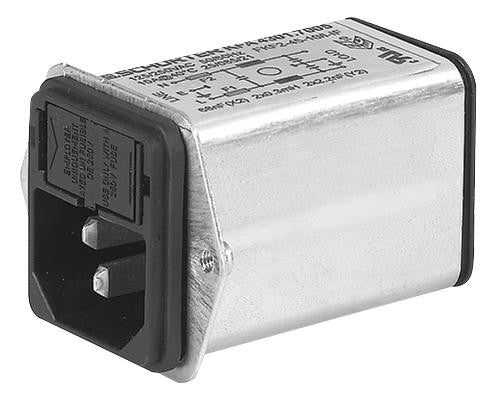 SCHURTER 4301.5014 Power Entry Connector, KFA Series, Plug, 250 VAC, 6 A, Panel Mount, Quick Connect