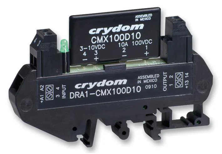 SENSATA/CRYDOM DRA1-CMXE100D6 Solid State Relay, SPST-NO, 6 A, 100 VDC, DIN Rail, Cage Clamp