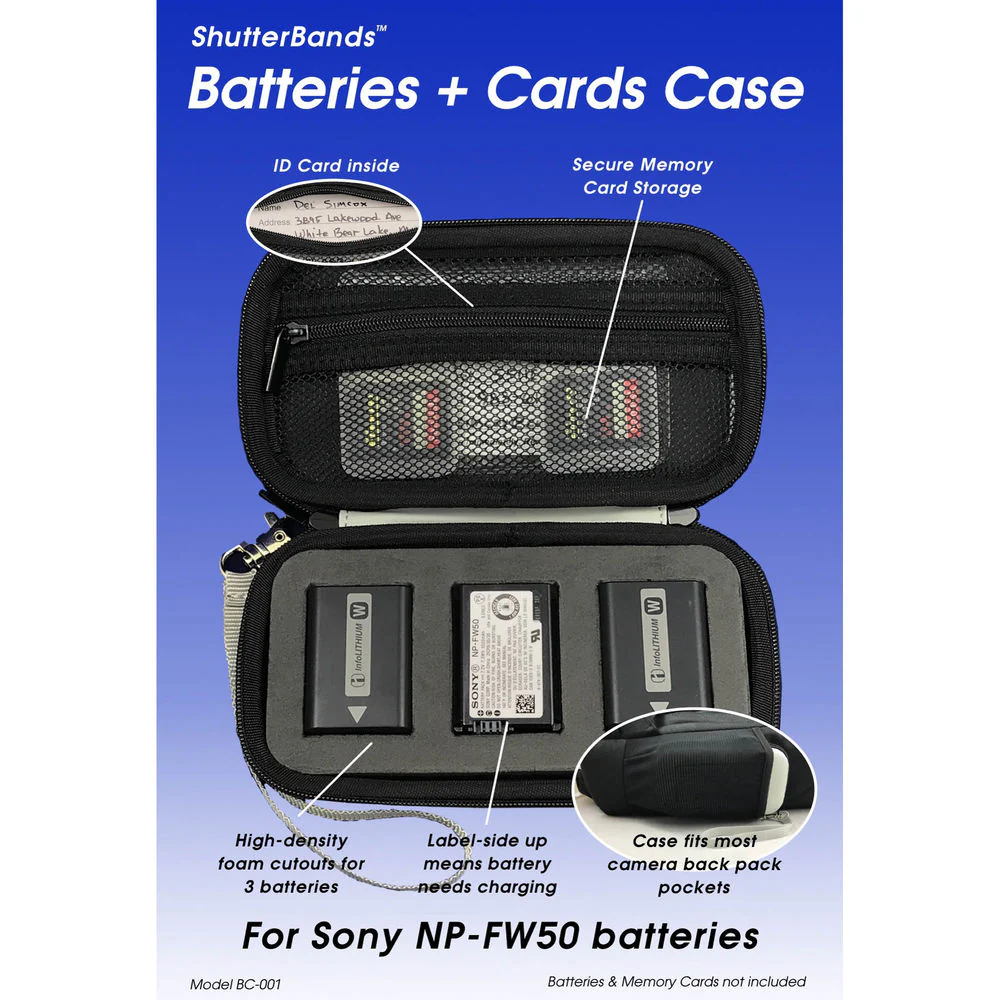 ShutterBands Batteries and Cards Case for Sony NP-FZ100 Battery (Black) - Image 3