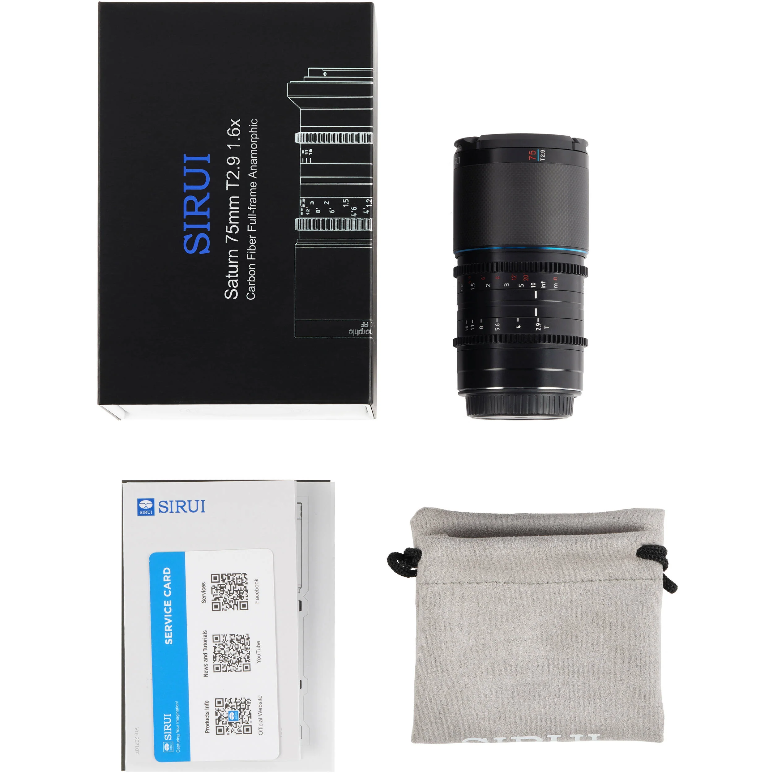 Sirui Saturn 75mm T2.9 1.6x Carbon Fiber Full-Frame Anamorphic Lens (FUJIFILM X, Blue Flare) - Image 7