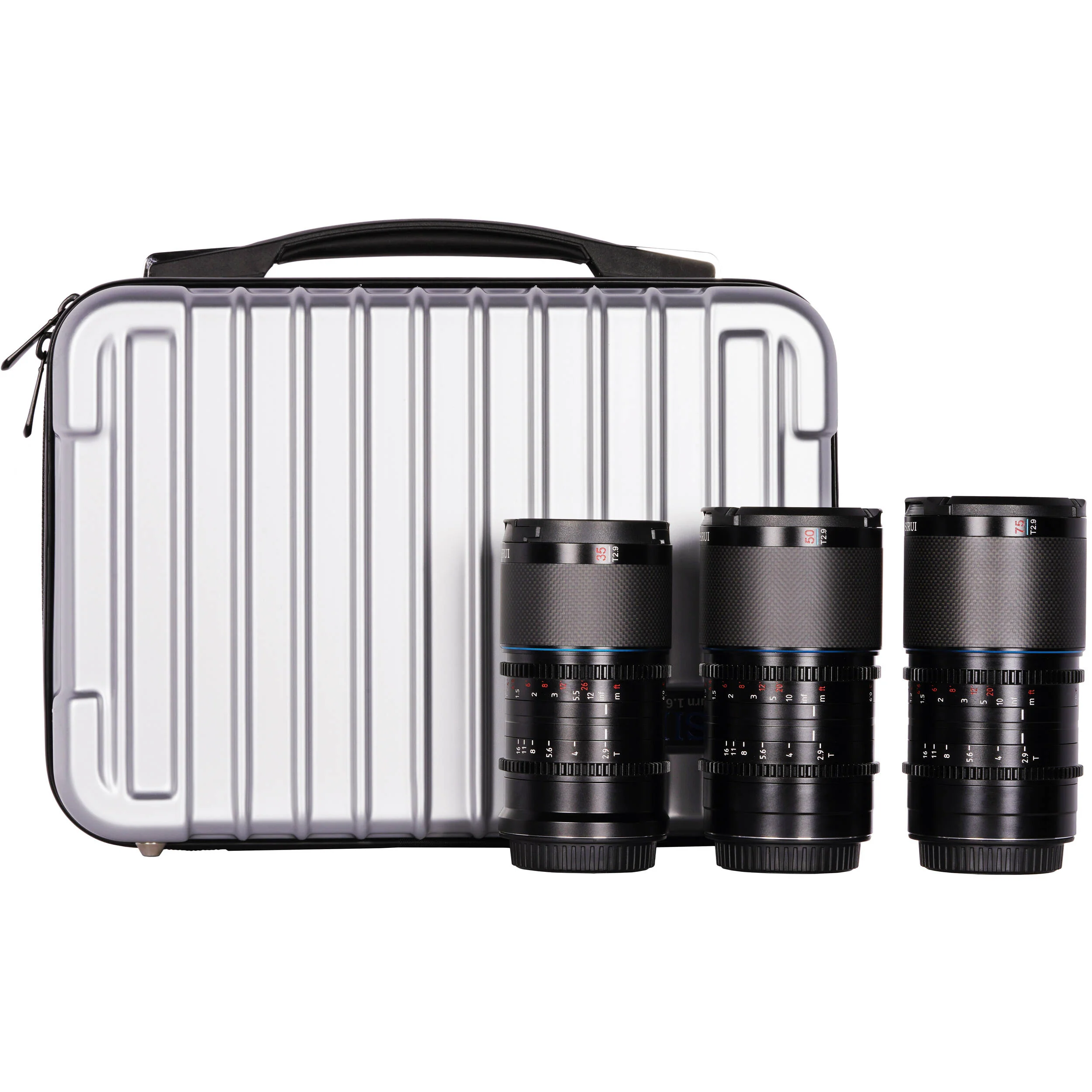 Sirui Saturn T2.9 1.6x Carbon Fiber Full-Frame Anamorphic 3-Lens Set (Sony E, Blue Flare) - Image 4