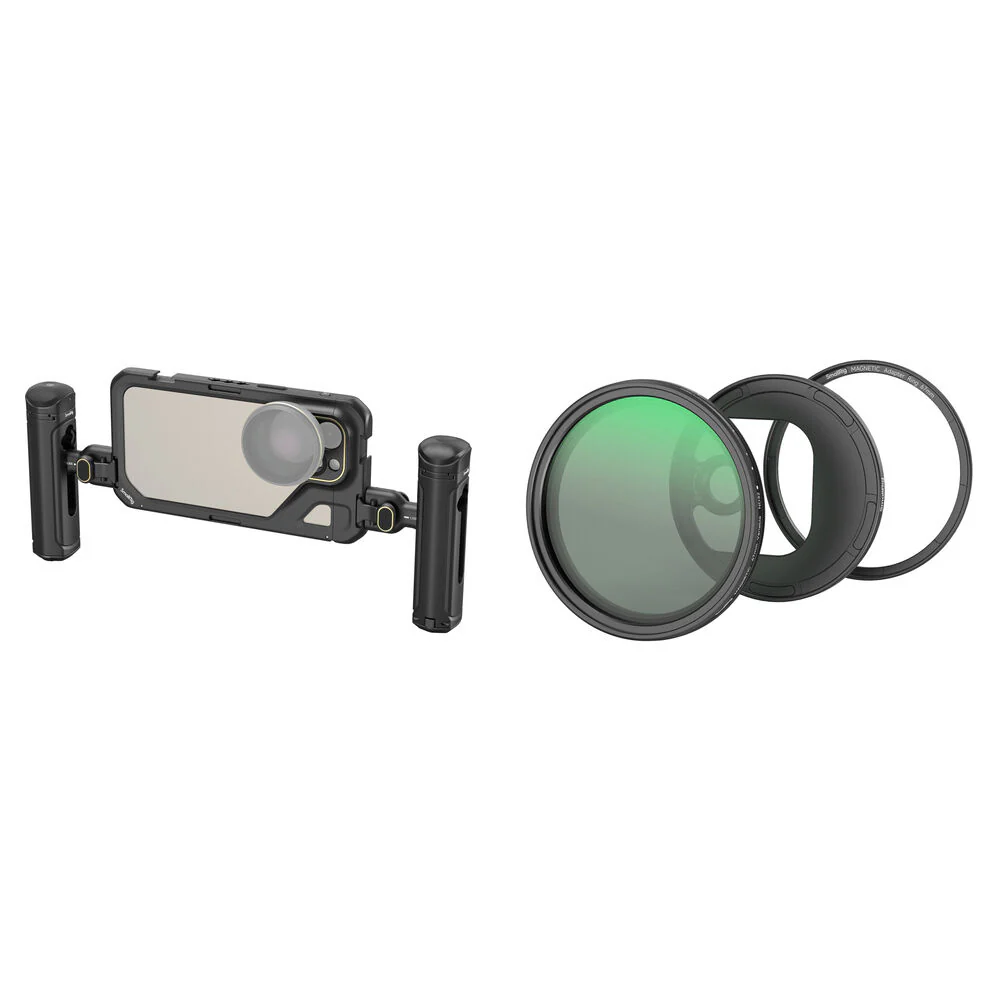 SmallRig Mobile Video Cage Kit with Dual Handles plus VND Filter with M-Mount Adapter for iPhone 15 Pro Max