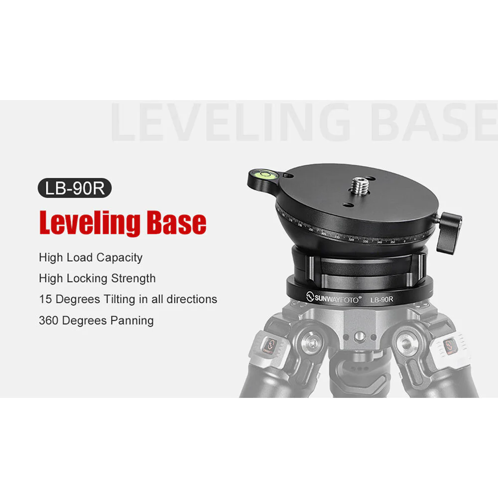 Sunwayfoto LB-90R Leveling Base with Panoramic Platform and External Bubble Level (Black) - Image 3