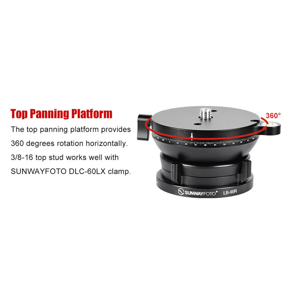 Sunwayfoto LB-90R Leveling Base with Panoramic Platform and External Bubble Level (Black) - Image 5