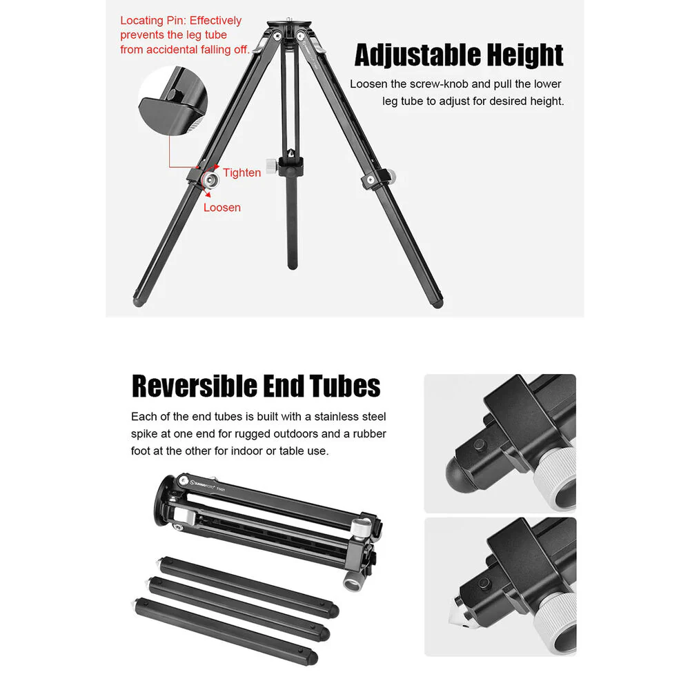 Sunwayfoto T1A21 Aluminum Tabletop Tripod - Image 3