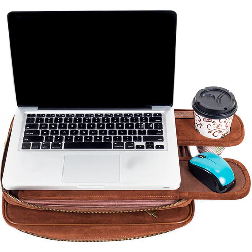 TaboLap Workstation Laptop Case for up to 13" Device (Suede Leather, Saddle Brown) - Image 10