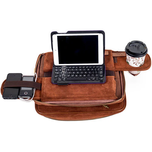 TaboLap Workstation Laptop Case for up to 13" Device (Suede Leather, Saddle Brown) - Image 8
