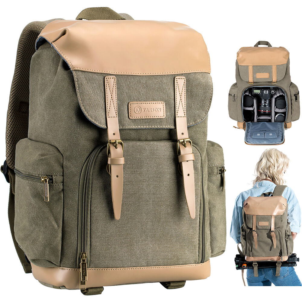 TARION M02 Canvas Camera Backpack (Green, 14.5L) - Image 2