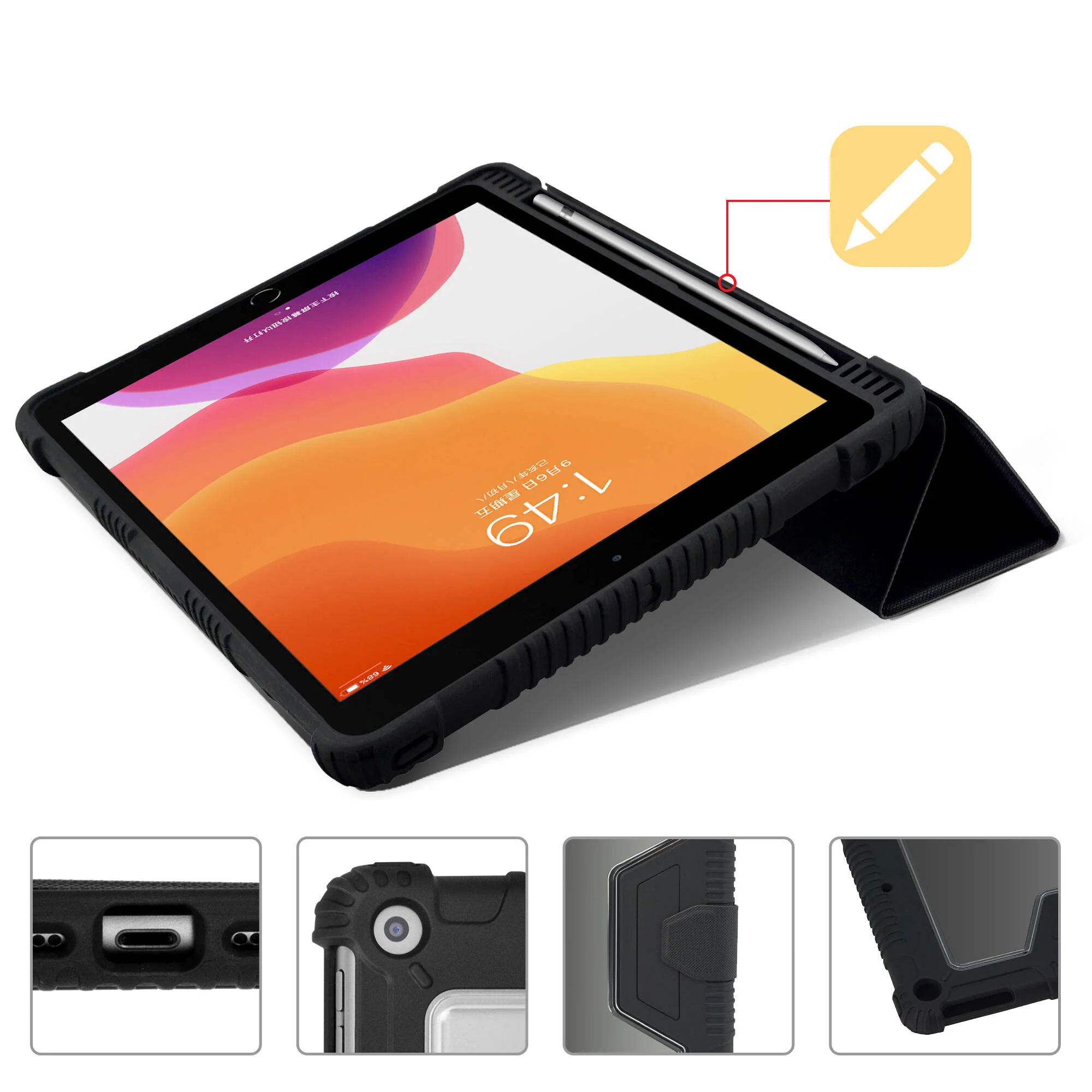 TechProtectus Protective Folio Case for 8.3" iPad mini (6th Gen, Black) - Image 4