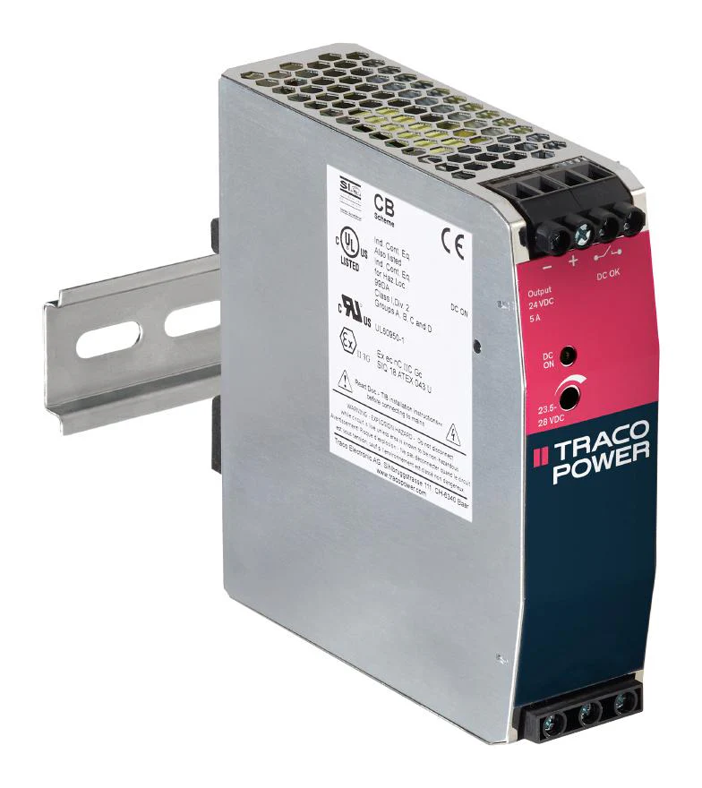 Traco Power TIB 120-124EX AC/DC DIN Rail Supply (PSU) ITE 1 Output 120 W 24 V 5 A