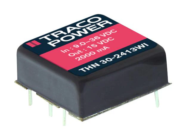 TRACOPOWER THN 30-4812WI Isolated Board Mount DC/DC Converter, Metal Case, 1 Output, 30 W, 12 V, 2.5 A
