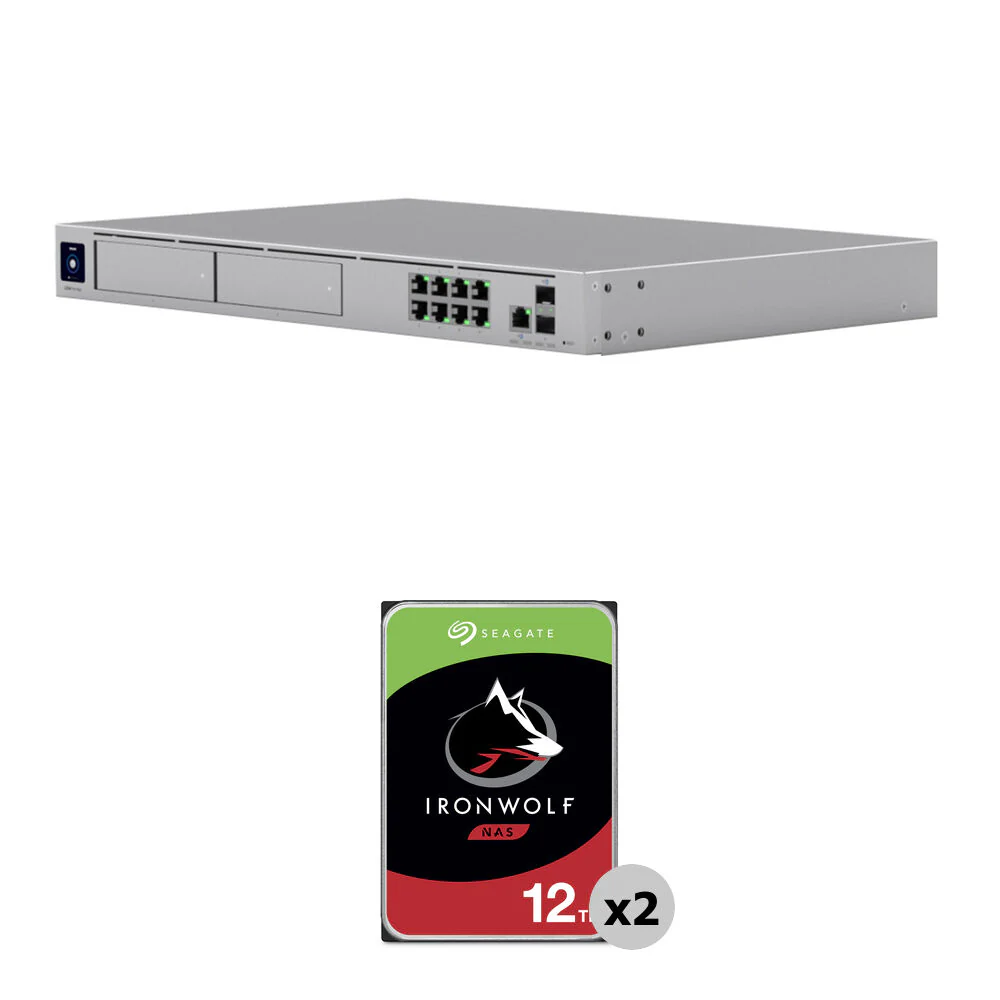 Ubiquiti Networks 24TB UniFi Dream Machine Pro Max & IronWolf Drive Kit (2 x 12TB)