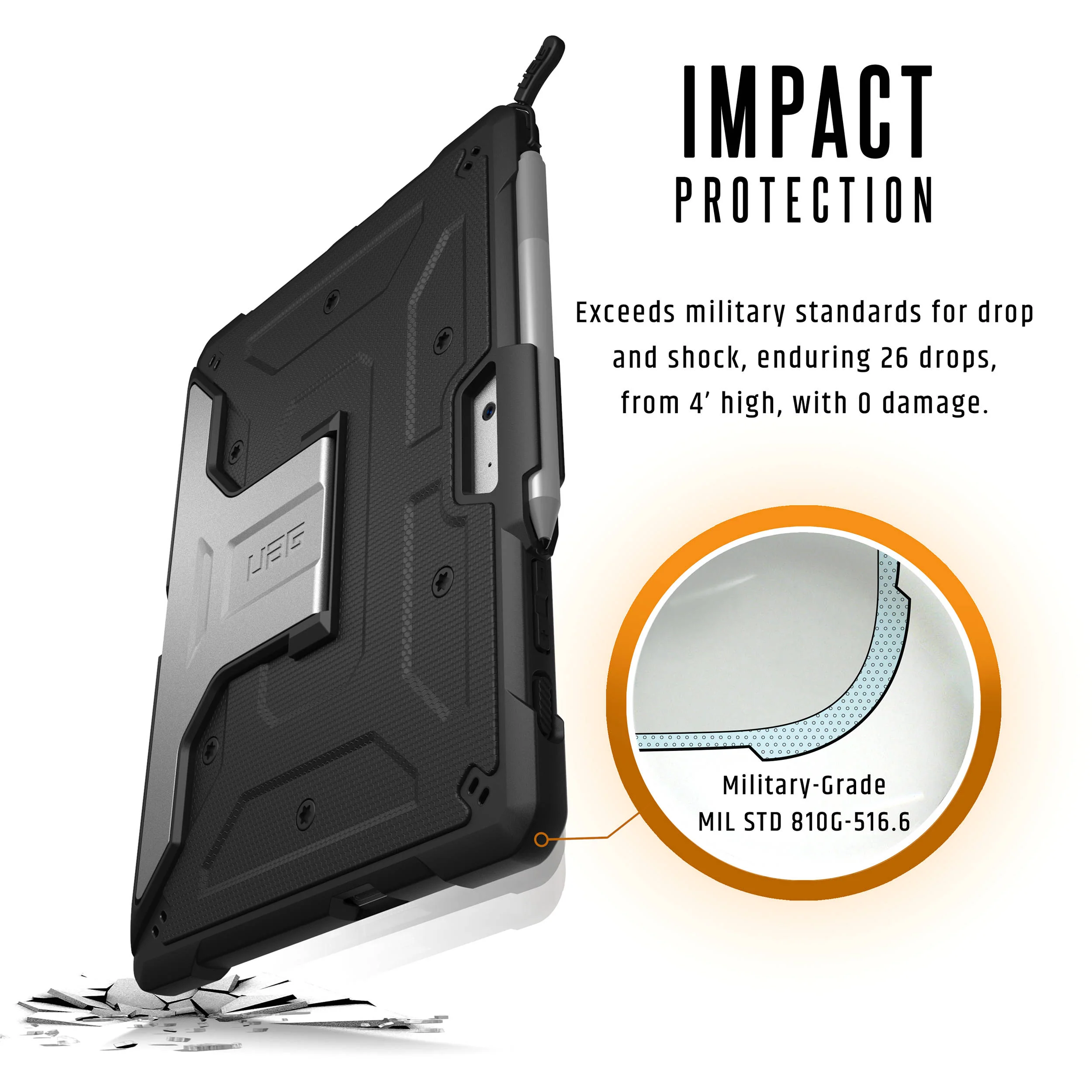 Urban Armor Gear Metropolis Case for Microsoft Surface Go (Black) - Image 17