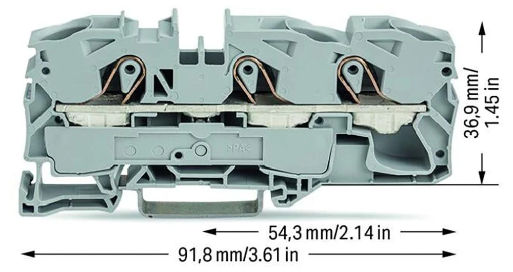 WAGO 2016-1301 DIN Rail Mount Terminal Block, 3 Ways, 20 AWG, 4 AWG, 16 mm², Clamp, 76 A - Image 2