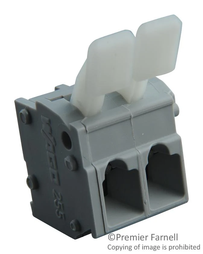 WAGO 255-402/333-000 Wire-To-Board Terminal Block, 5.08 mm, 2 Ways, 28 AWG, 12 AWG, 2.5 mm², Clamp