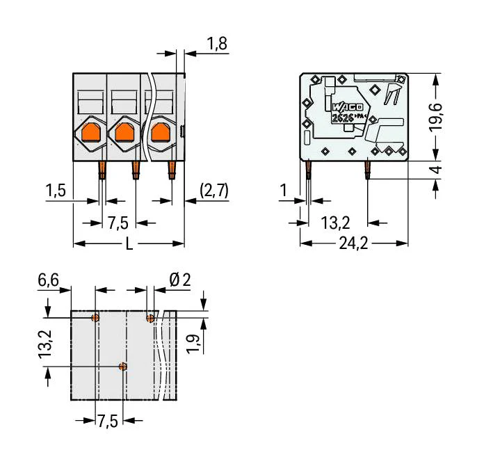Wago 2626-1106/020-000 Wire-To-Board Terminal Block 7.5 mm 6 Ways 20 AWG 8 10 mm² Push In New - Image 2