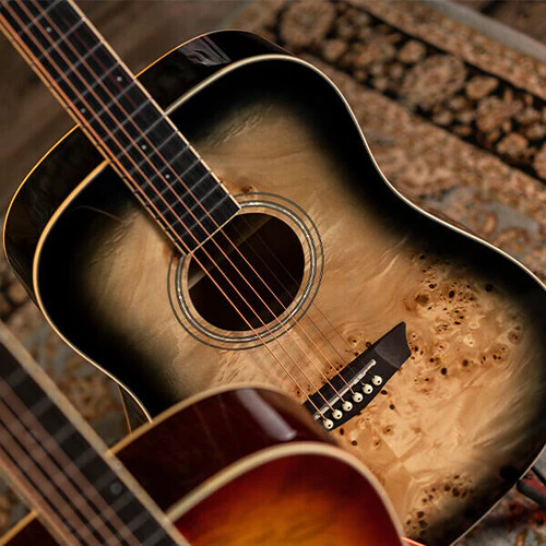Washburn Deep Forest Burl D Dreadnought Acoustic Guitar (Black Fade) - Image 4