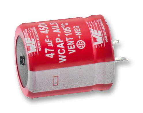 WURTH ELEKTRONIK 861111483009 Electrolytic Capacitor, Snap-in, 180 µF, 450 V, WCAP-AIL5 Series, 2000 hours @ 105°C, ± 20%