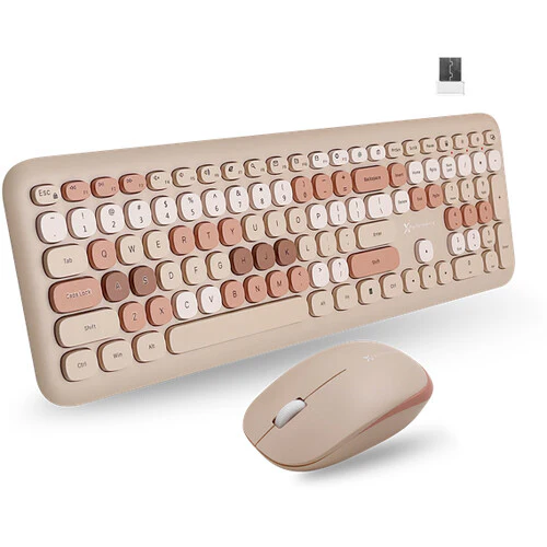 X9 Performance 110-Key RF Wireless Colorful Keyboard and Mouse Combo for PC (Brown)